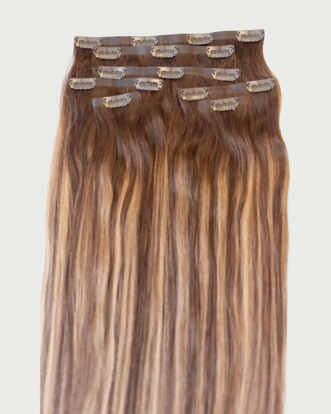 SABRINA - Aplique de cabelo tic tac nanopele de 45cm & 140g a 150g - preto e castanhos MOJO