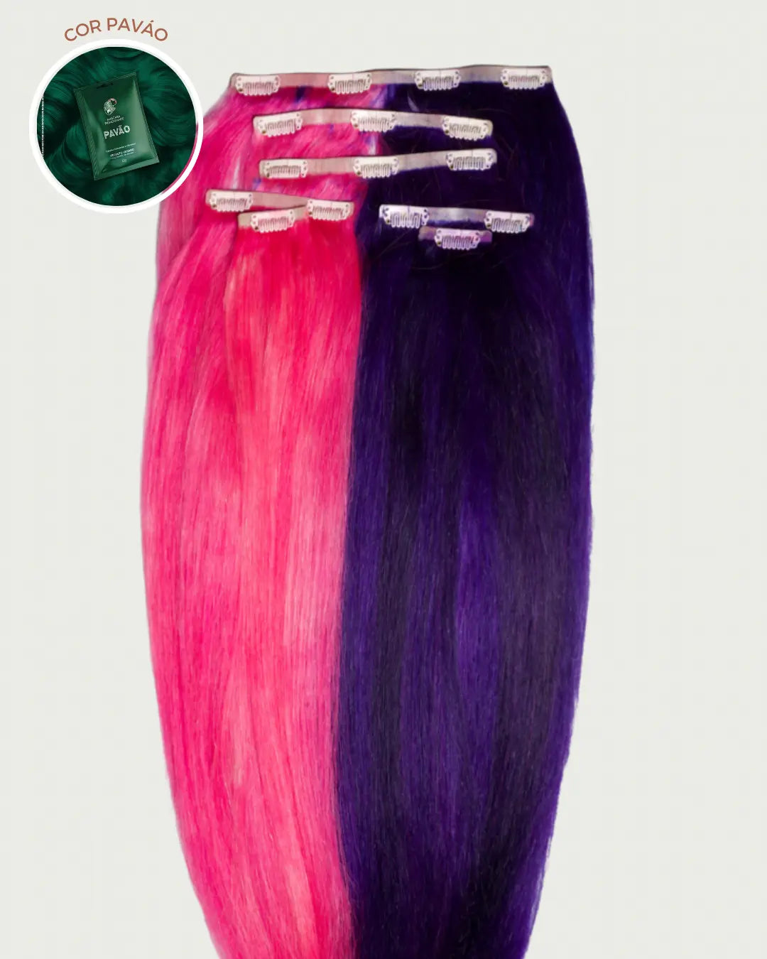 Sage - Aplique de tic tac 45cm cabelos humanos coloridos