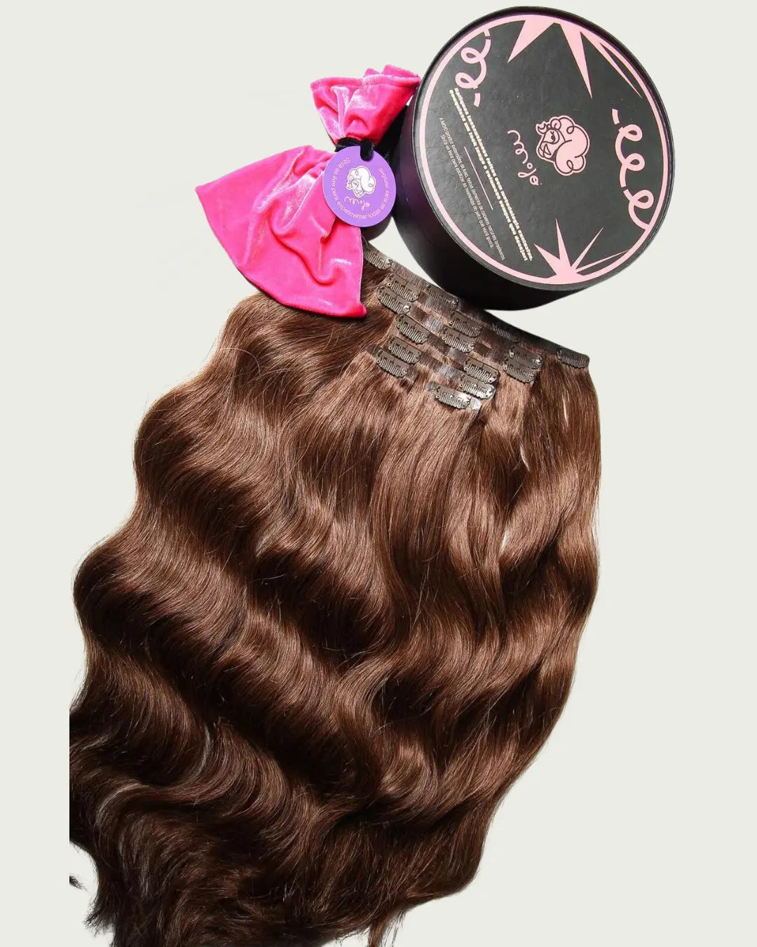 REBECA - Aplique de cabelo tic tac de 55cm & 160g a 170g - preto e castanhos MOJO