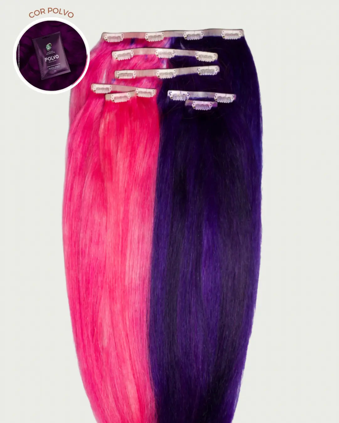 Sage - Aplique de tic tac 45cm cabelos humanos coloridos