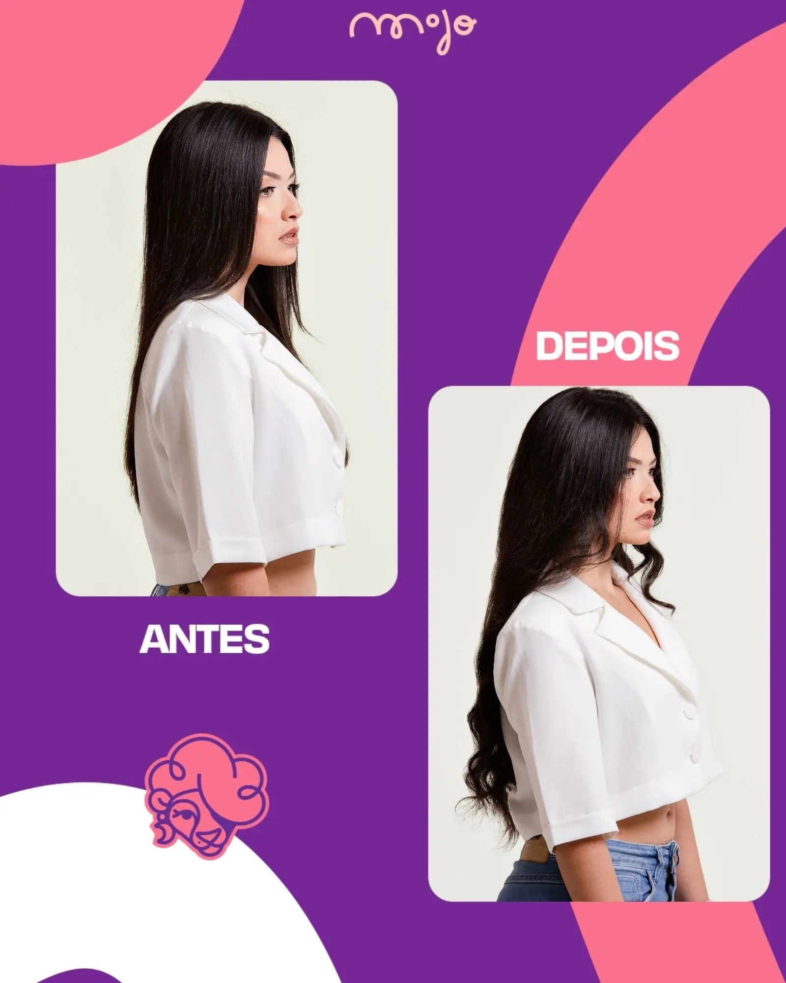 Aplique Tic Tac Invisi MOJO – Castanho Escuro 55cm (Cabelo Humano) - 160–170g MOJO