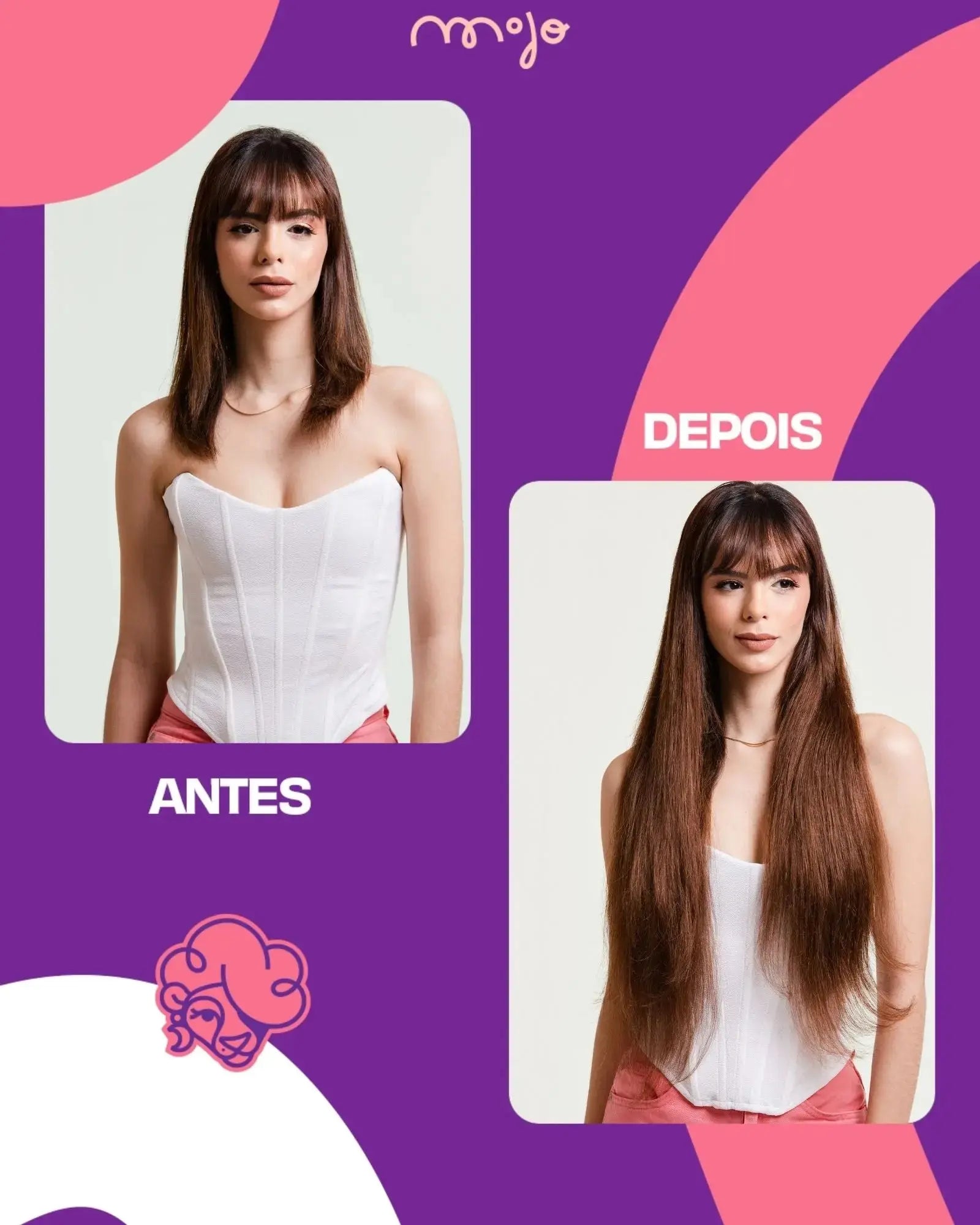 Aplique Tic Tac Invisi MOJO – Marrom Avelã 65cm (Cabelo Humano) 180–200g MOJO