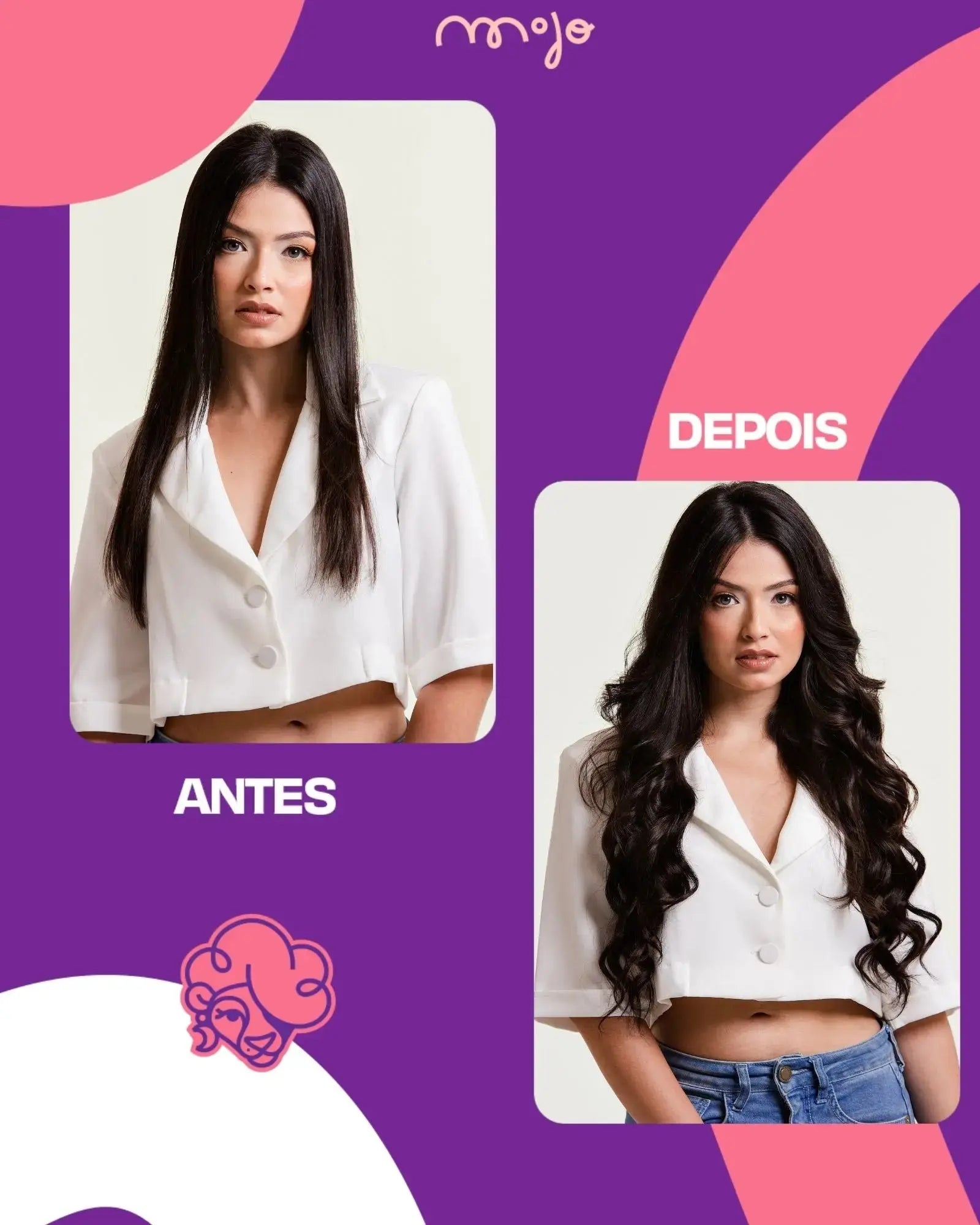 Aplique Tic Tac Invisi MOJO – Preto 55cm (Cabelo Humano) - 160–170g MOJO