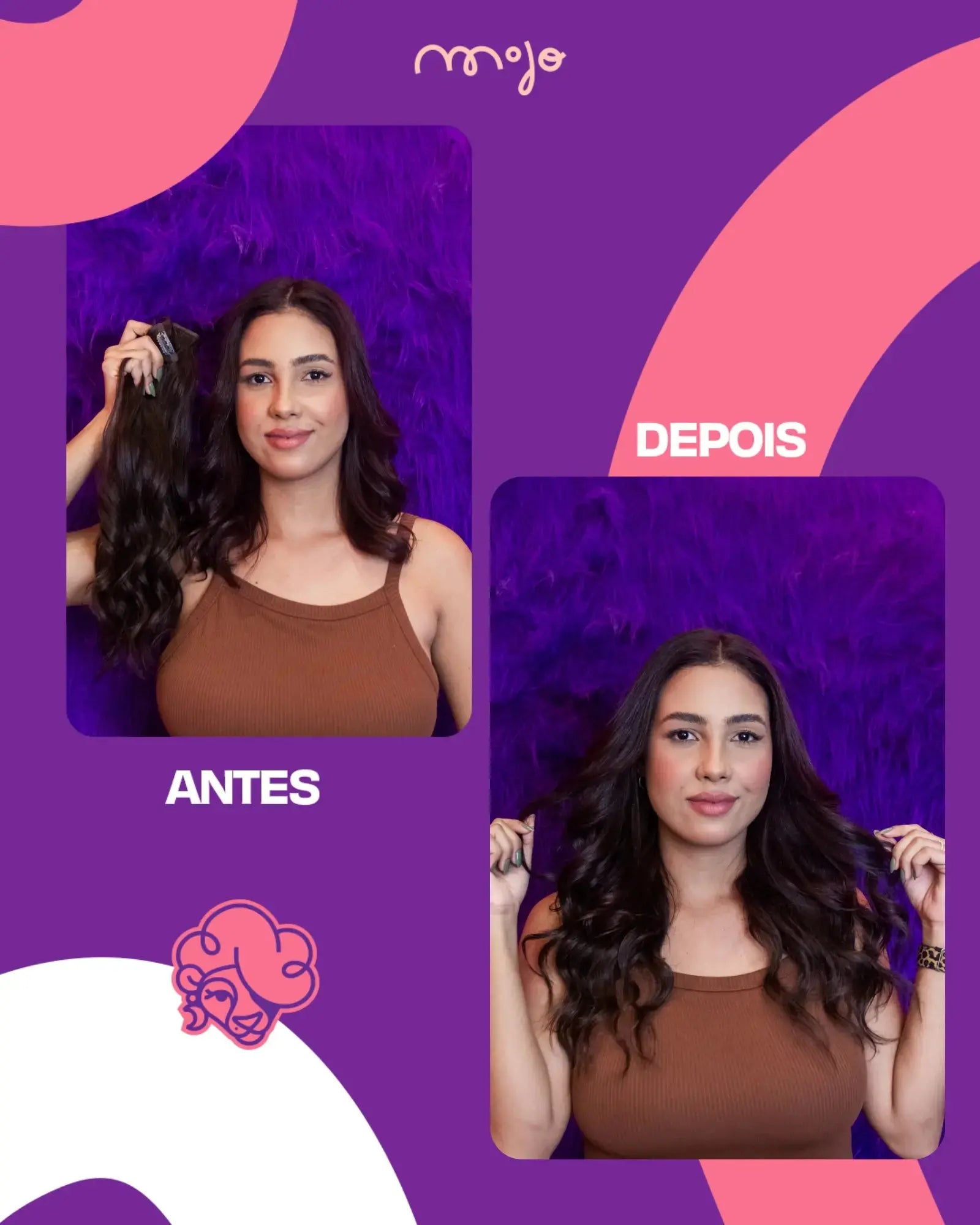 Aplique Tic Tac Invisi MOJO – Castanho Escuro 45cm (Cabelo Humano) MOJO