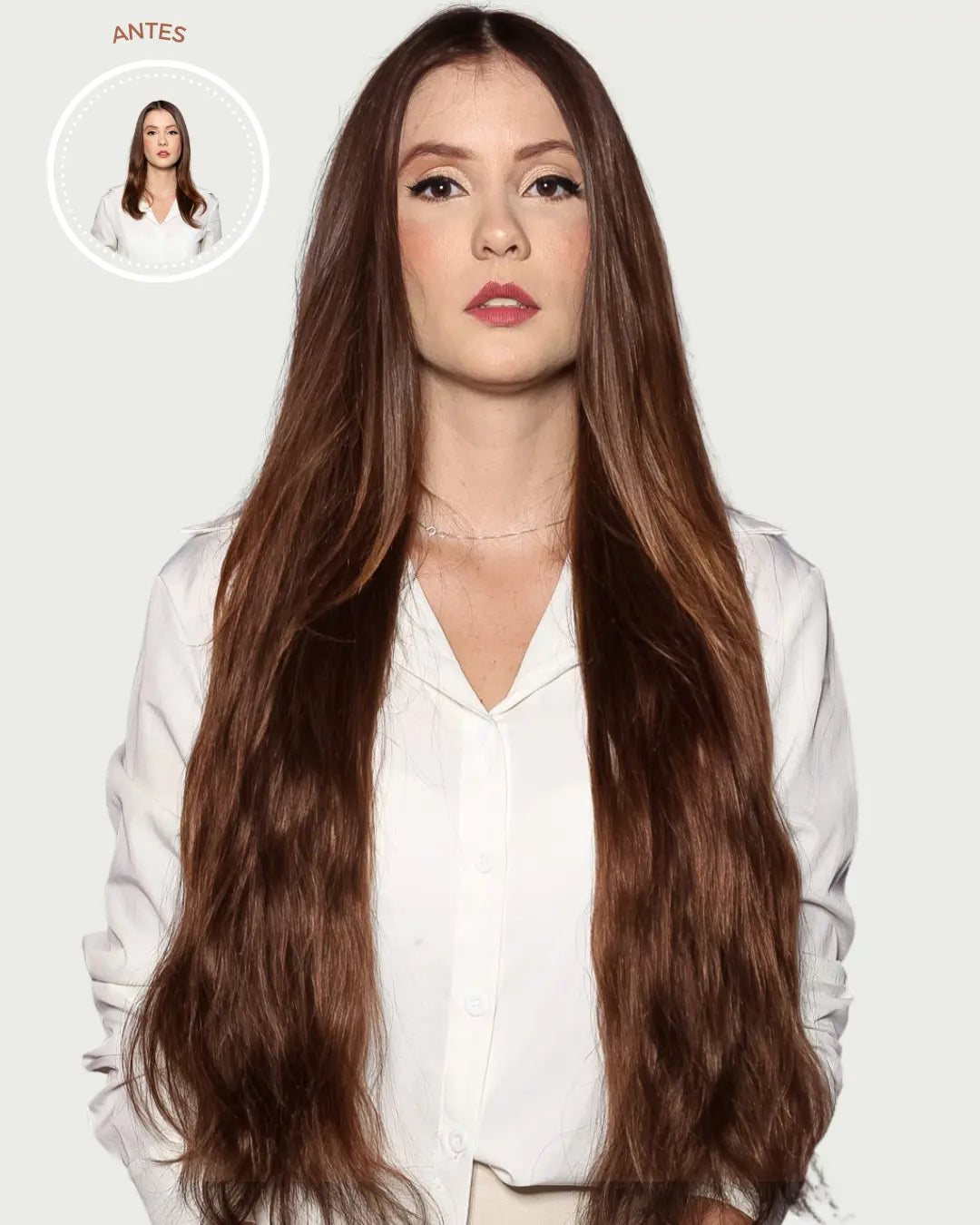all-groups JADIS - Aplique de tic tac halo fio invisivel de cabelo humano marrom 65cm e 100g