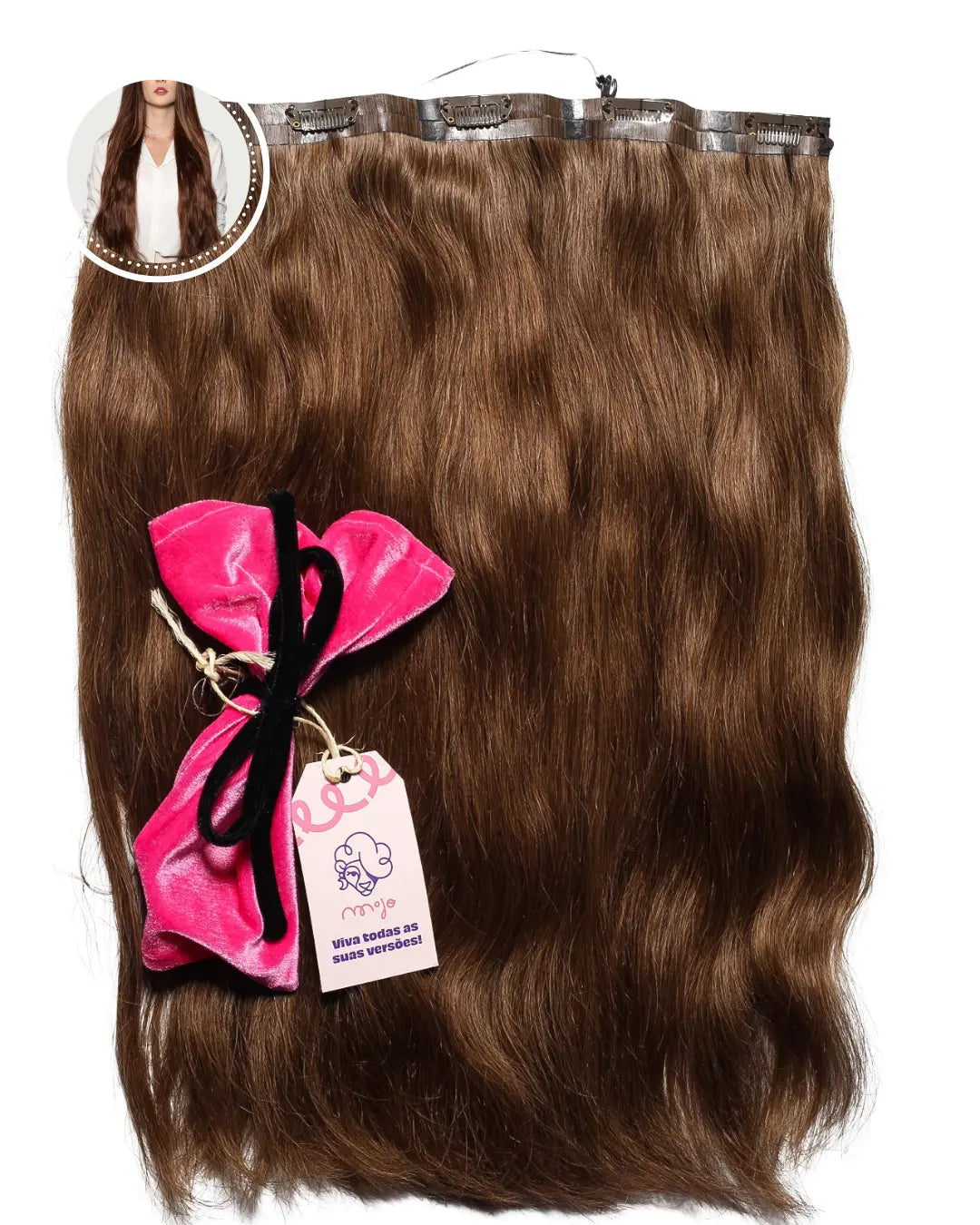 all-groups JADIS - Aplique de tic tac halo fio invisivel de cabelo humano marrom 65cm e 100g