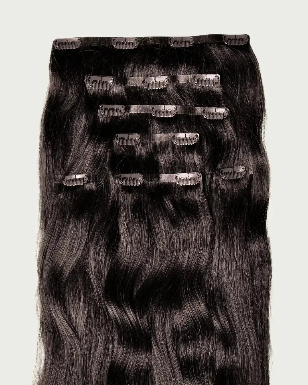 REBECA - Aplique de cabelo tic tac de 55cm & 160g a 170g - preto e castanhos - MOJO
