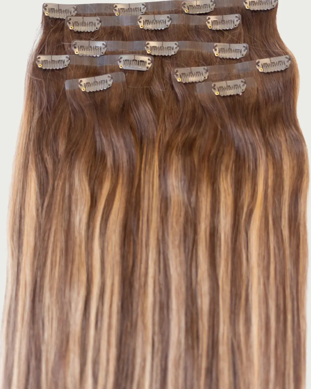 REBECA - Aplique de cabelo tic tac de 55cm & 160g a 170g - preto e castanhos - MOJO