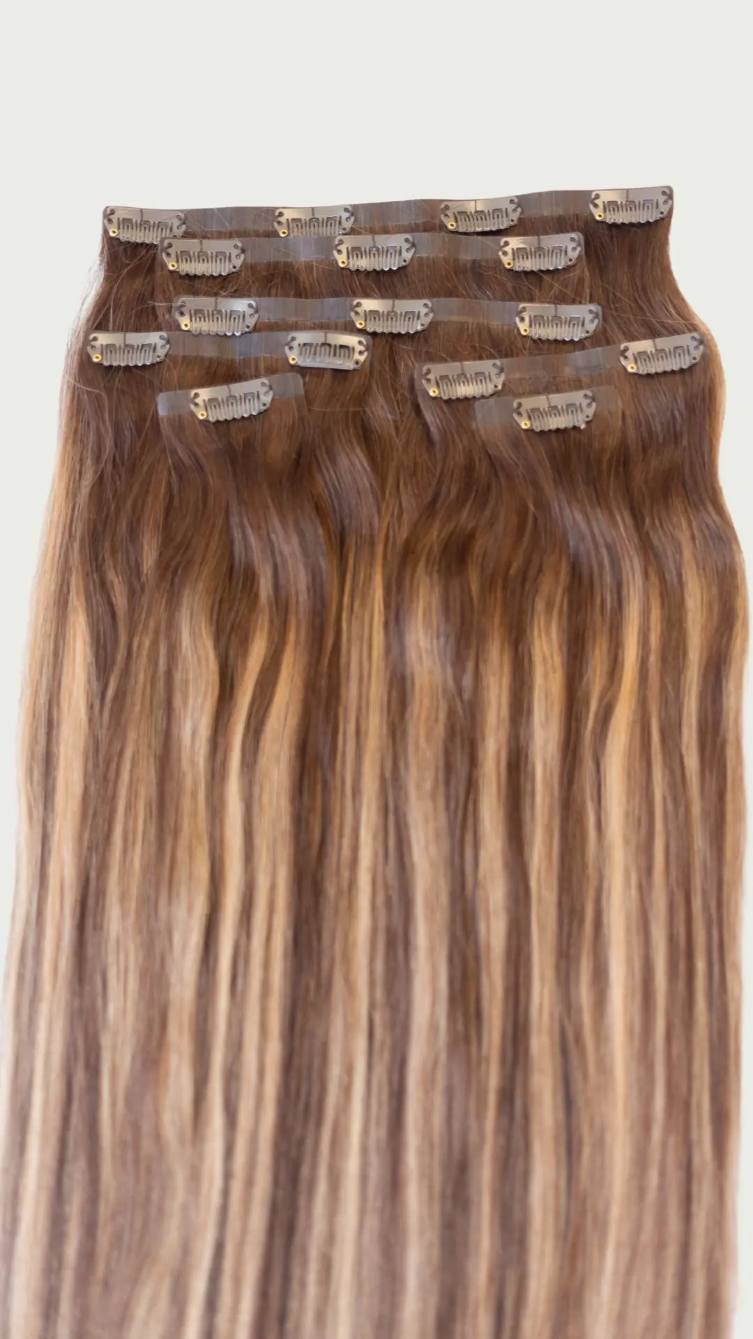 REBECA - Aplique de cabelo tic tac de 55cm & 160g a 170g - preto e castanhos MOJO