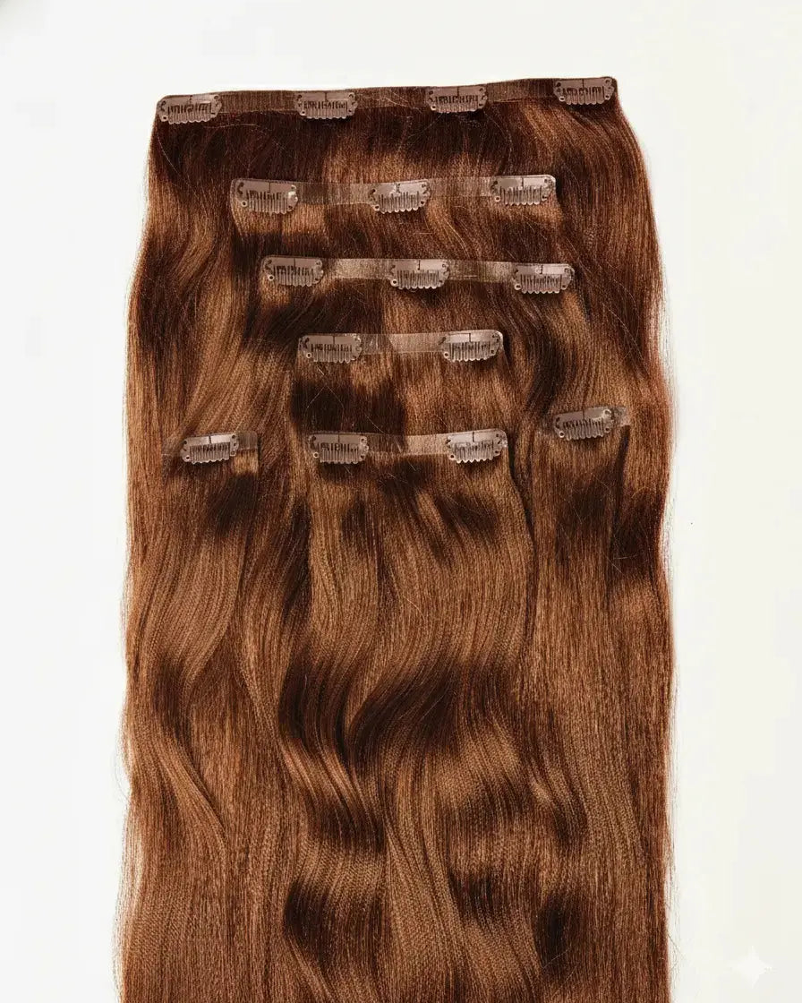 Aplique Tic Tac Invisi MOJO – Marrom Avelã 55cm (Cabelo Humano) 160–170g MOJO