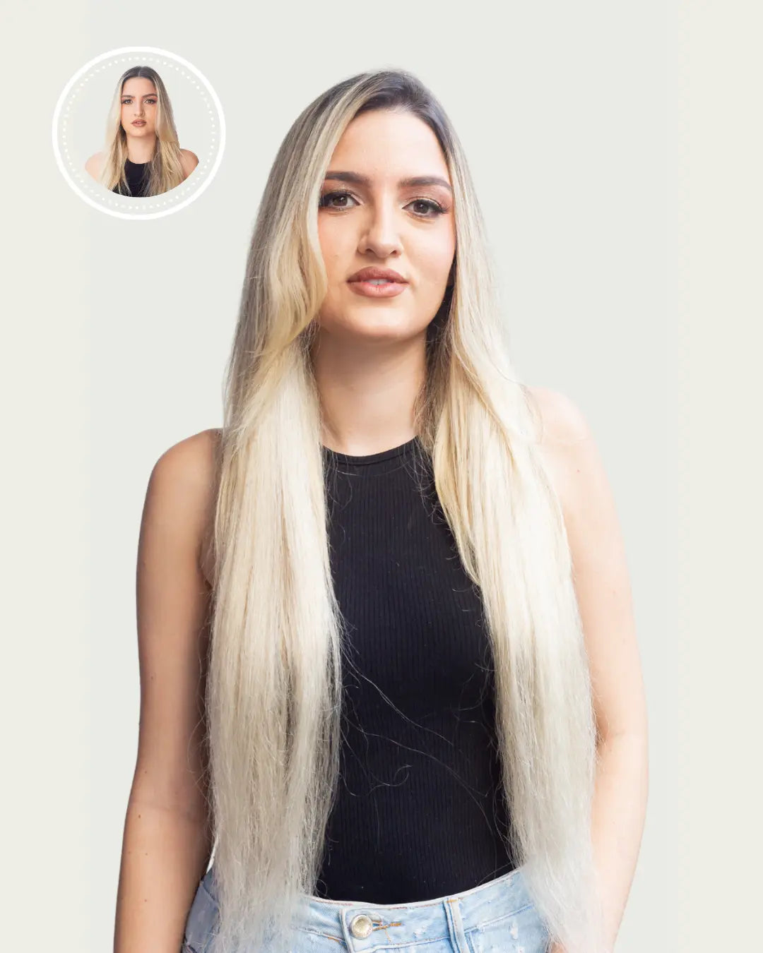 all-groups ZELDA - Aplique de tic tac halo fio invisivel de cabelo humano loiro 65cm e 100g