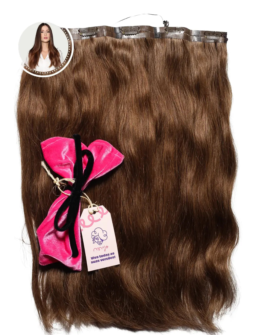 all-groups NYX - Aplique de tic tac halo fio invisivel de cabelo humano marrom 45cm e 100g