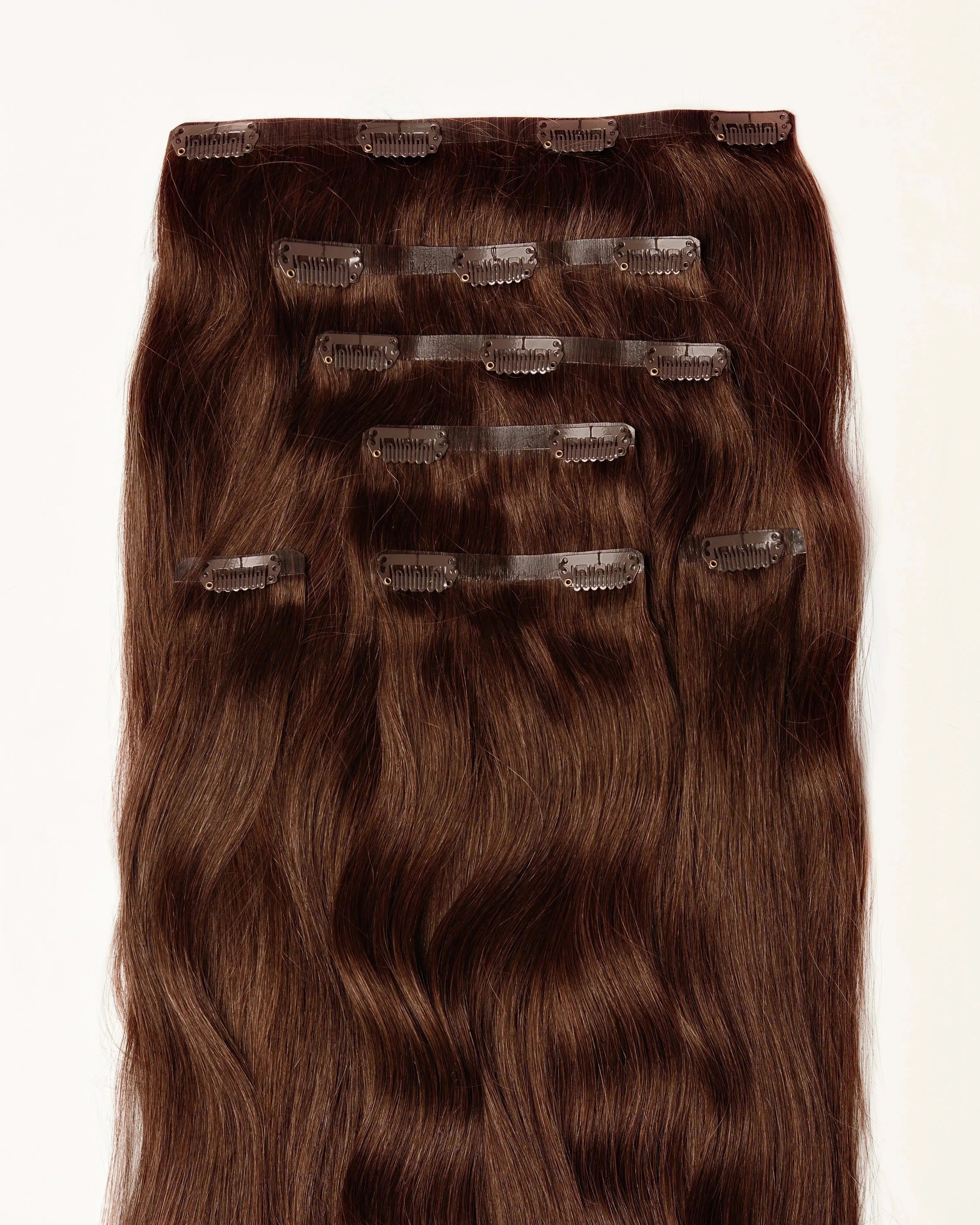 REBECA - Aplique de cabelo tic tac de 55cm & 160g a 170g - preto e castanhos - MOJO
