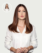all-groups Aplique de Cabelo LYDIA - 35cm e 100g - Aplique com fio invisivel de cabelo humano marrom 35cm e 100g