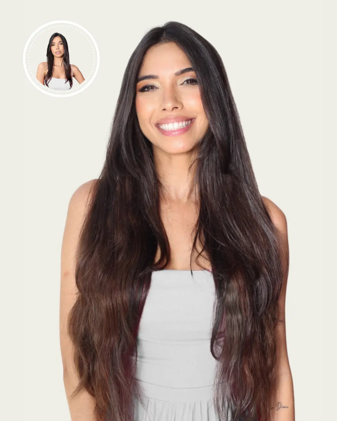 all-groups WANDA - Aplique de tic tac halo fio invisivel de cabelo humano 65cm e 100g