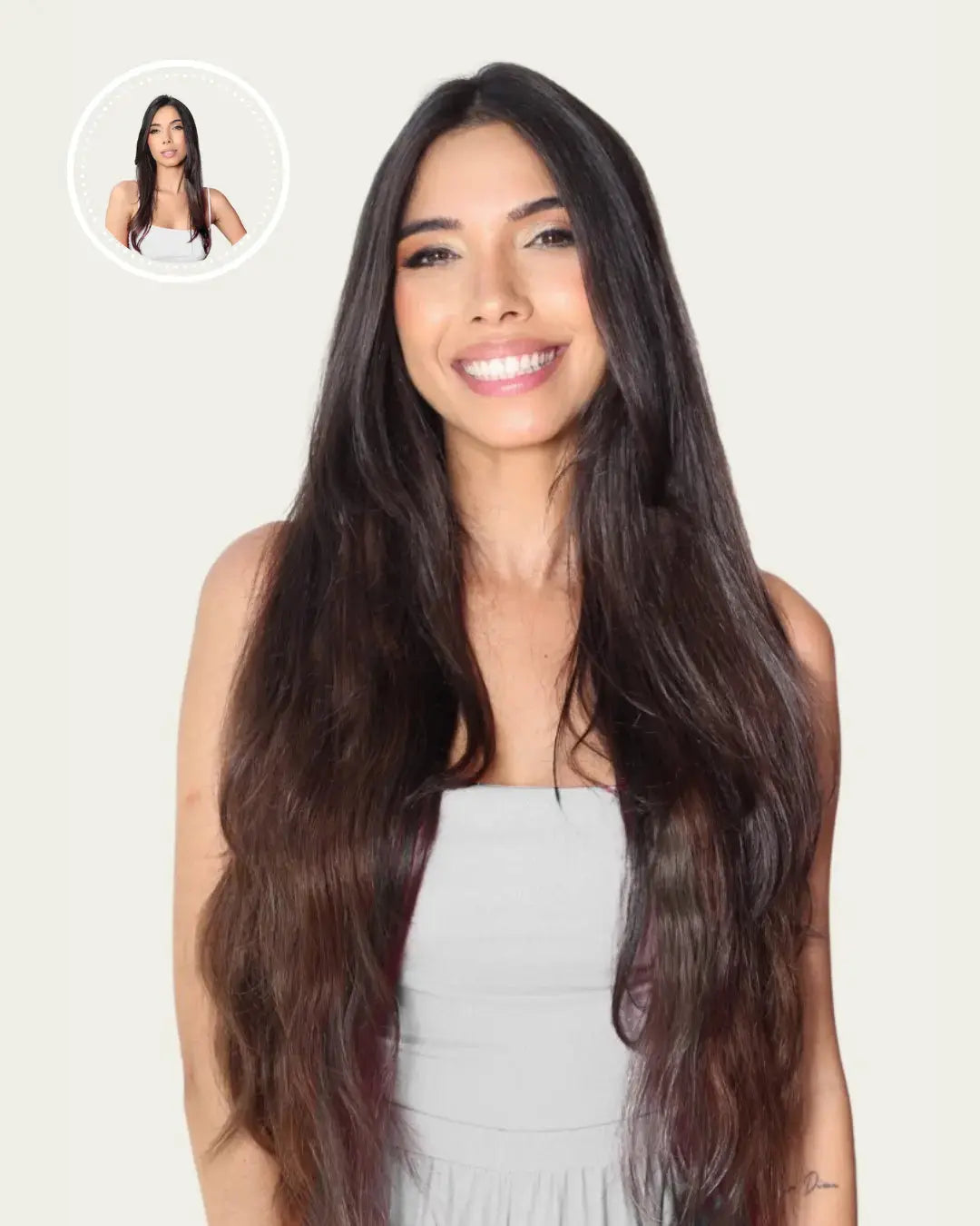 WANDA - Aplique de tic tac halo fio invisivel de cabelo humano 65cm e 100g - MOJO