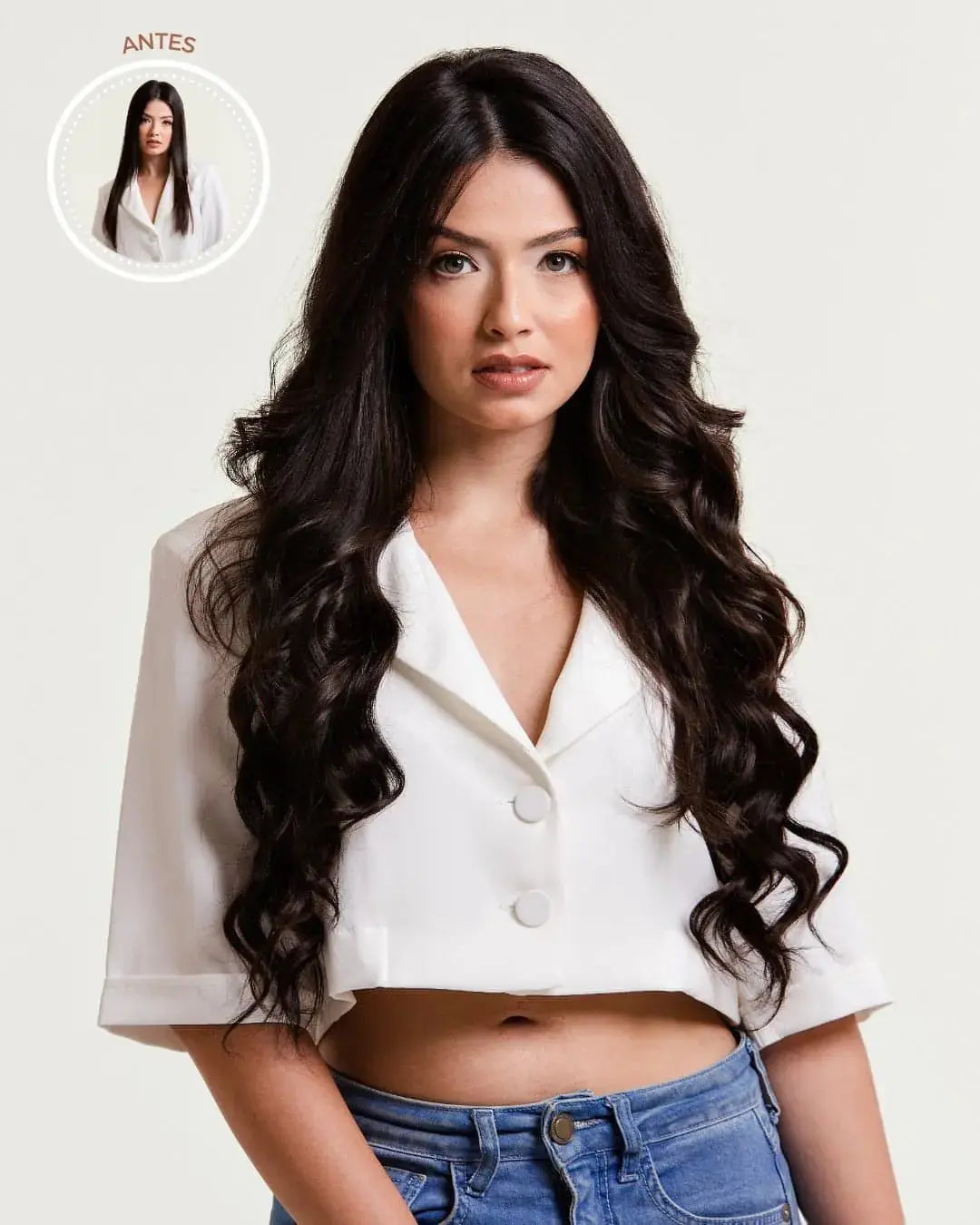 REBECA - Aplique de cabelo tic tac de 55cm & 160g a 170g - preto e castanhos - MOJO