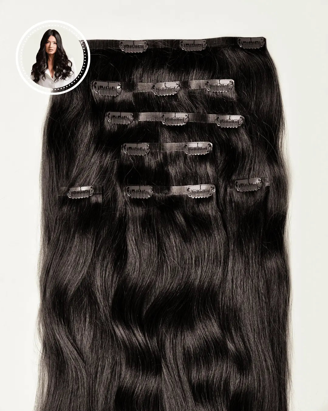 SABRINA - Aplique nanopele tic tac de 40cm & 140g - preto e castanhos