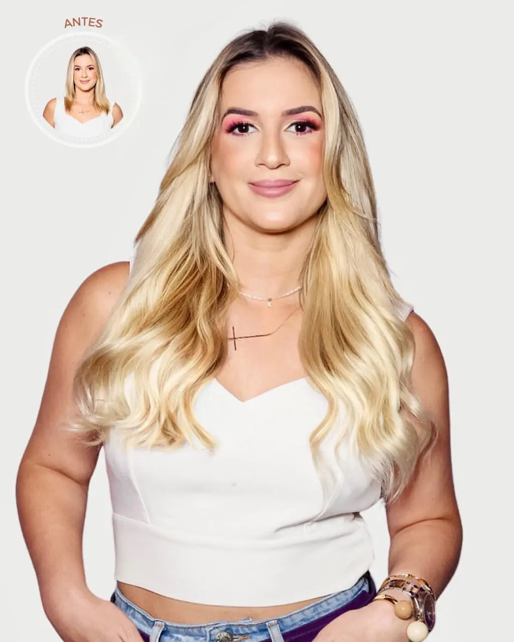 all-groups MINERVA - Aplique de tic tac halo fio invisivel de cabelo humano loiro 45cm e 100g