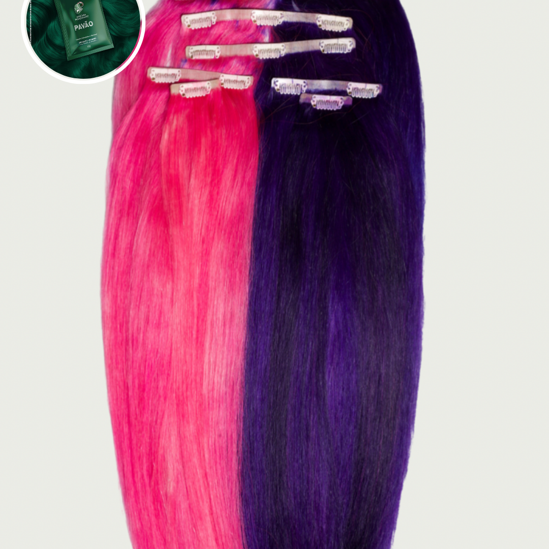 Stella - Aplique de tic tac 55cm cabelos humanos coloridos