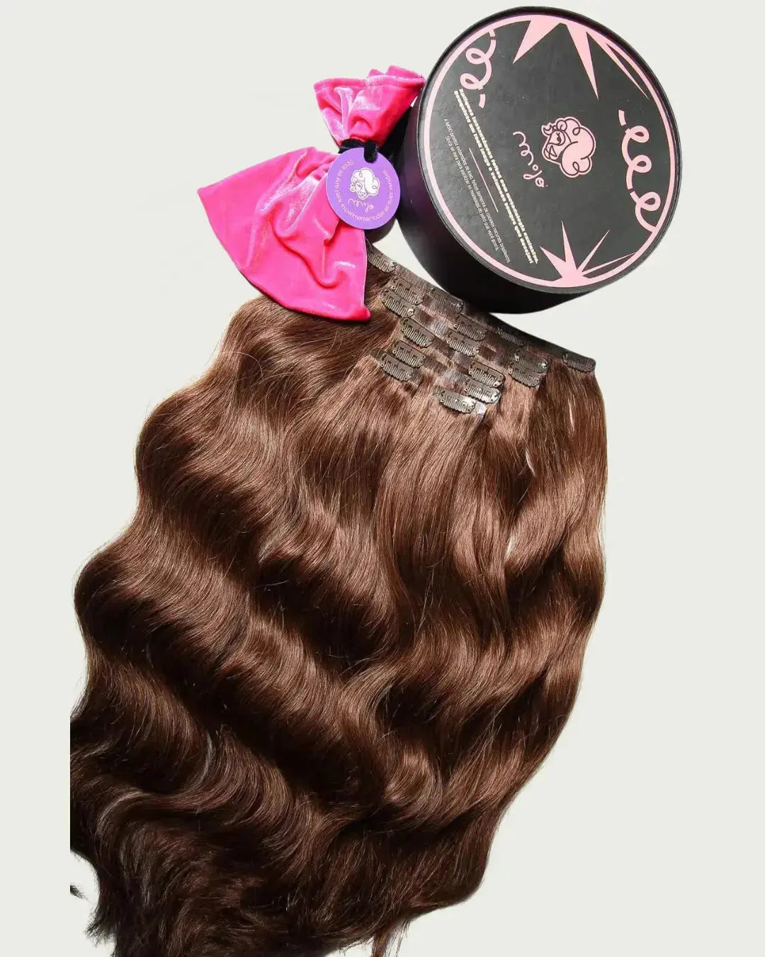 SABRINA - Aplique de cabelo tic tac nanopele de 45cm & 140g a 150g - preto e castanhos - MOJO