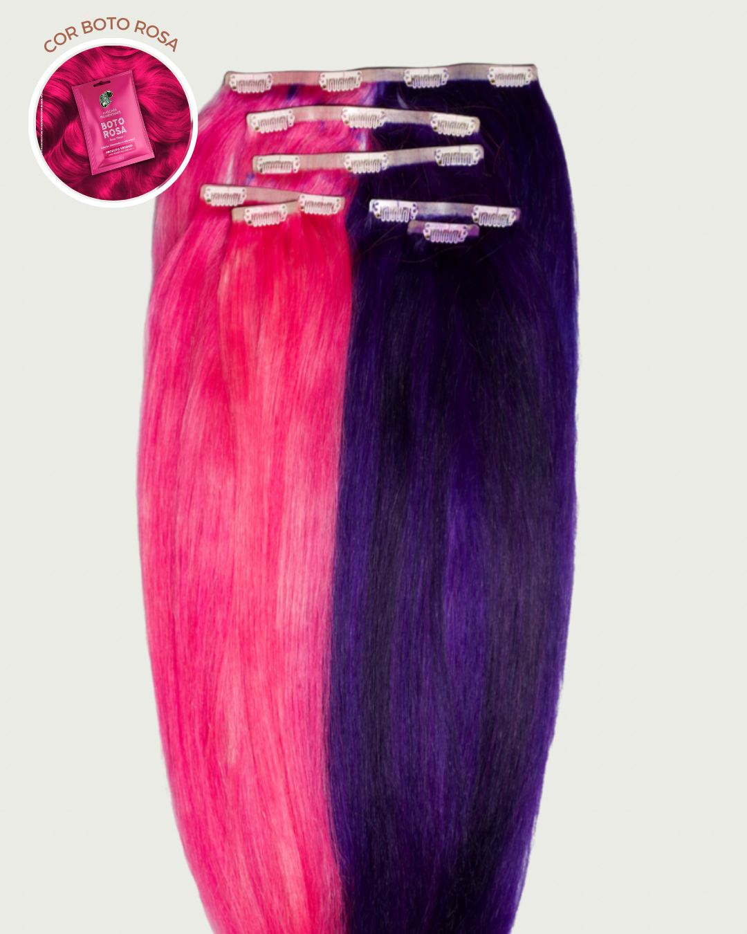 Stella - Aplique de tic tac 55cm cabelos humanos coloridos