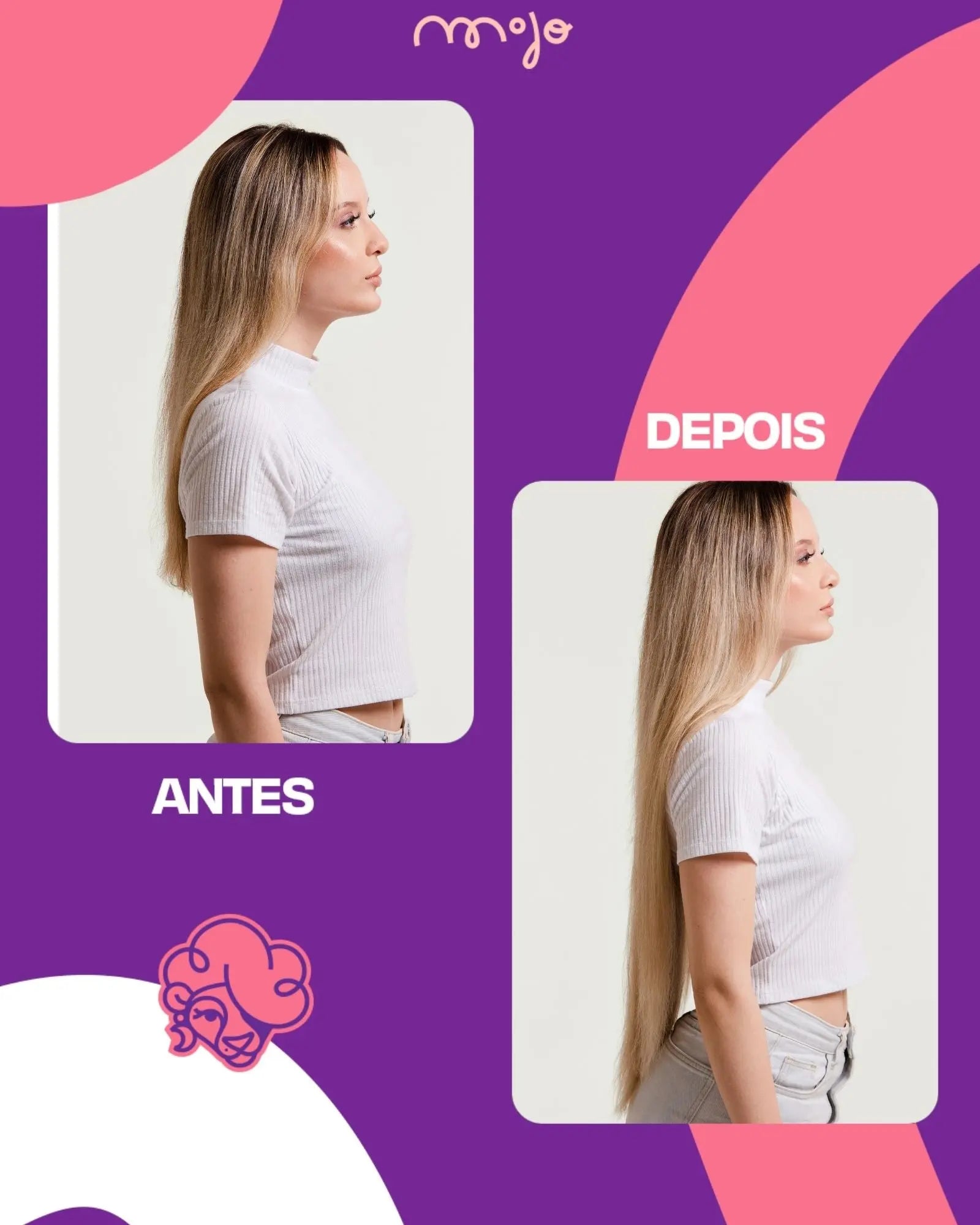 Aplique Tic Tac Invisi MOJO – Loiro Bege 65cm (Cabelo Humano) 180–200g MOJO