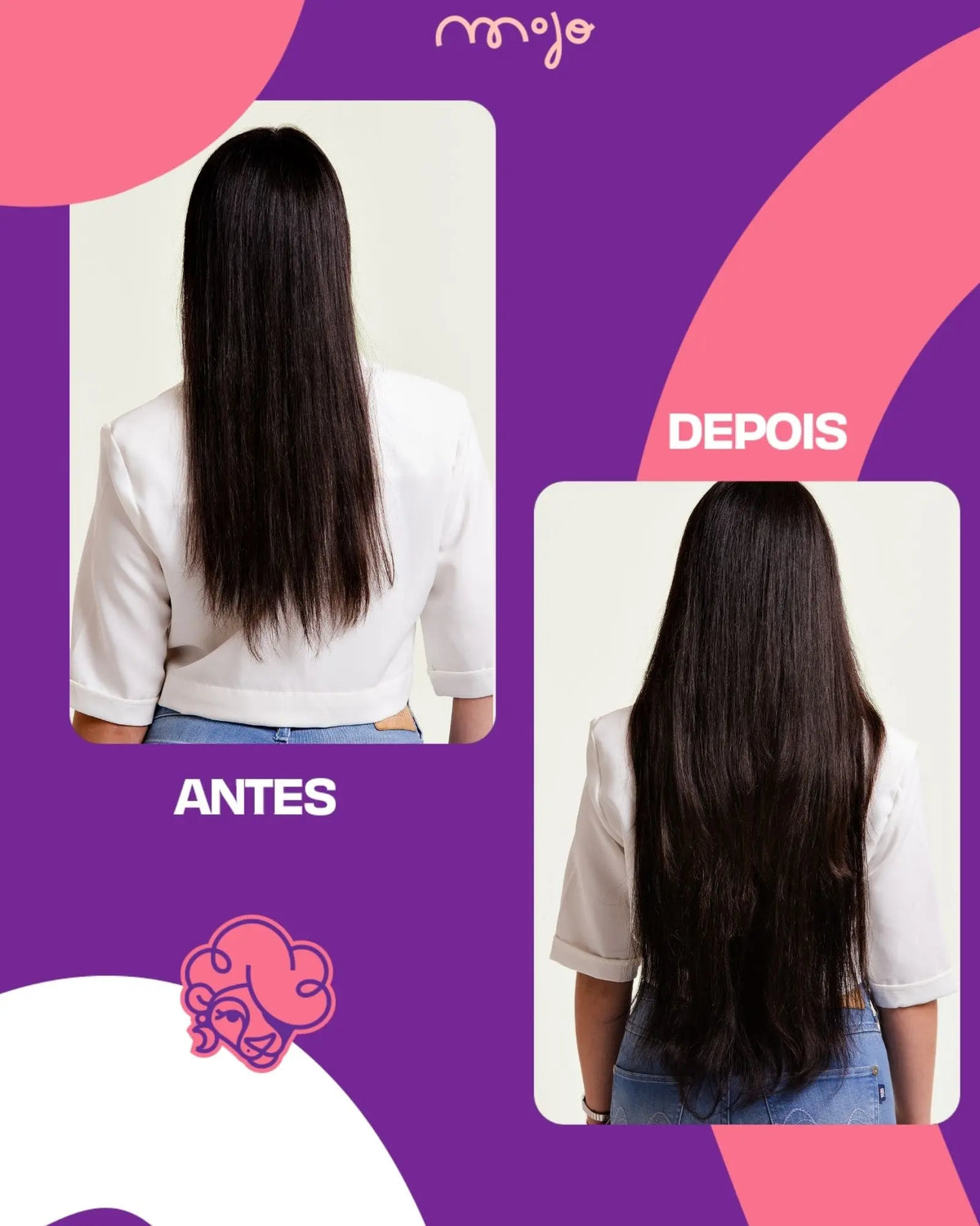 Aplique Tic Tac Invisi MOJO – Preto 65cm (Cabelo Humano) 180–200g MOJO