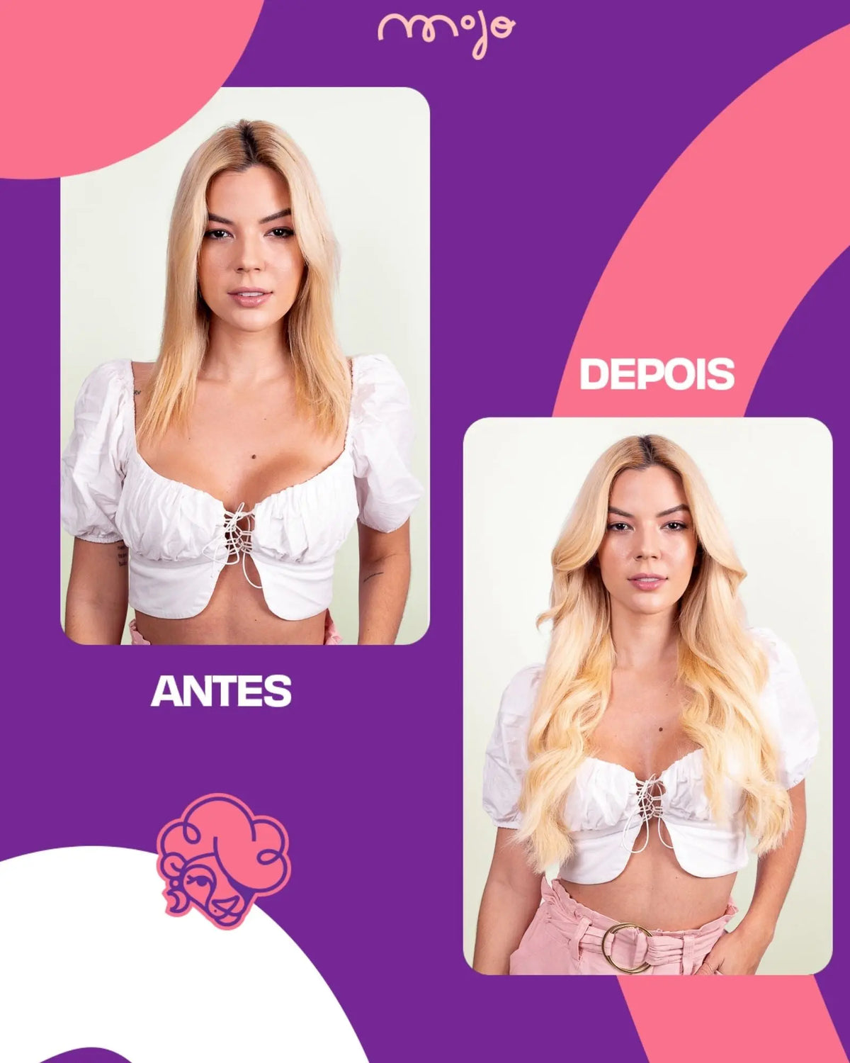 Aplique Tic Tac Invisi MOJO – Loiro Claro 55cm (Cabelo Humano) 160–170g MOJO