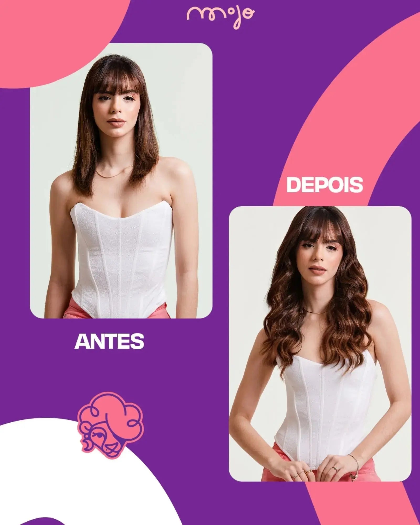 Aplique Tic Tac Invisi MOJO – Marrom Avelã 45cm (Cabelo Humano) MOJO