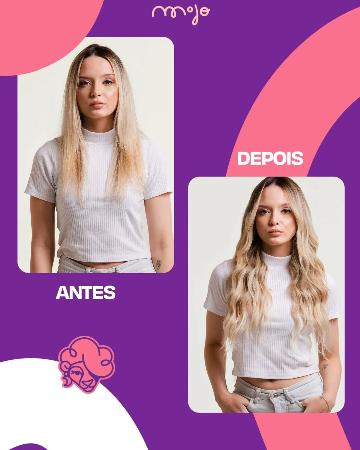 Aplique Tic Tac Invisi MOJO – Loiro Bege 55cm (Cabelo Humano) 160–170g MOJO