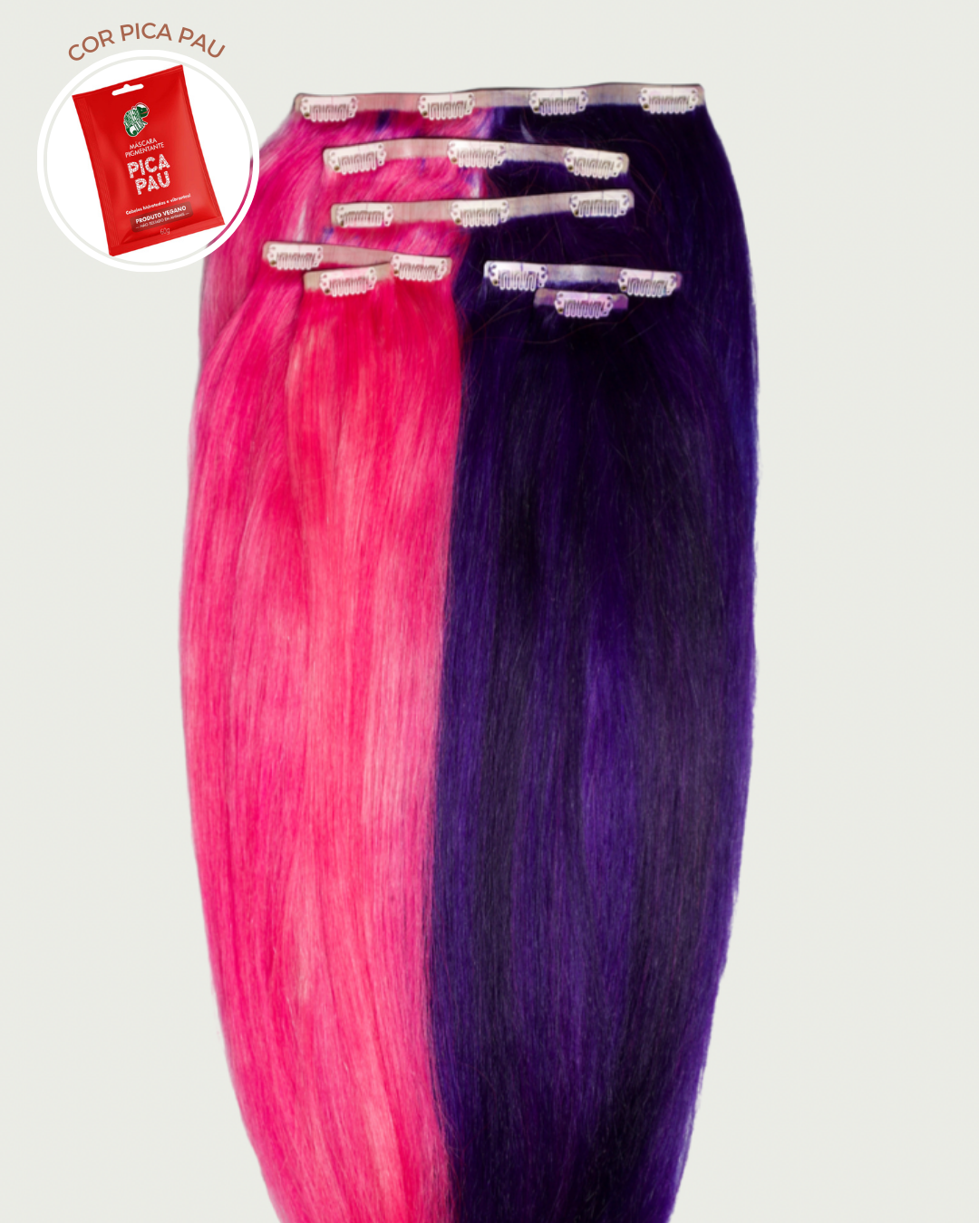 Sage - Aplique de tic tac 45cm cabelos humanos coloridos