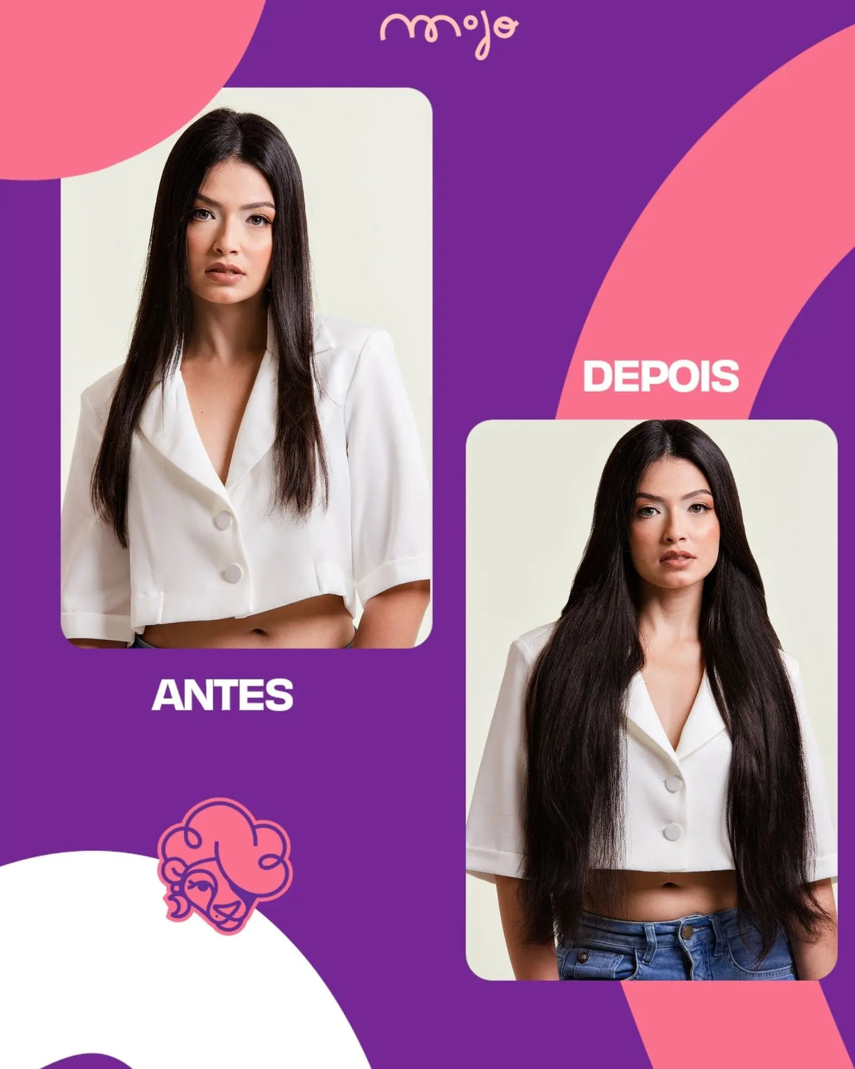 Aplique Tic Tac Invisi MOJO – Preto 65cm (Cabelo Humano) 180–200g MOJO