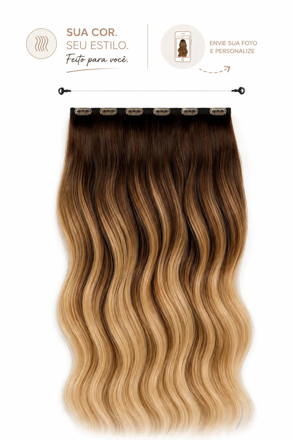 Aplique de Cabelo Halo MOJO – Cor Personalizada 55cm (Cabelo Humano)