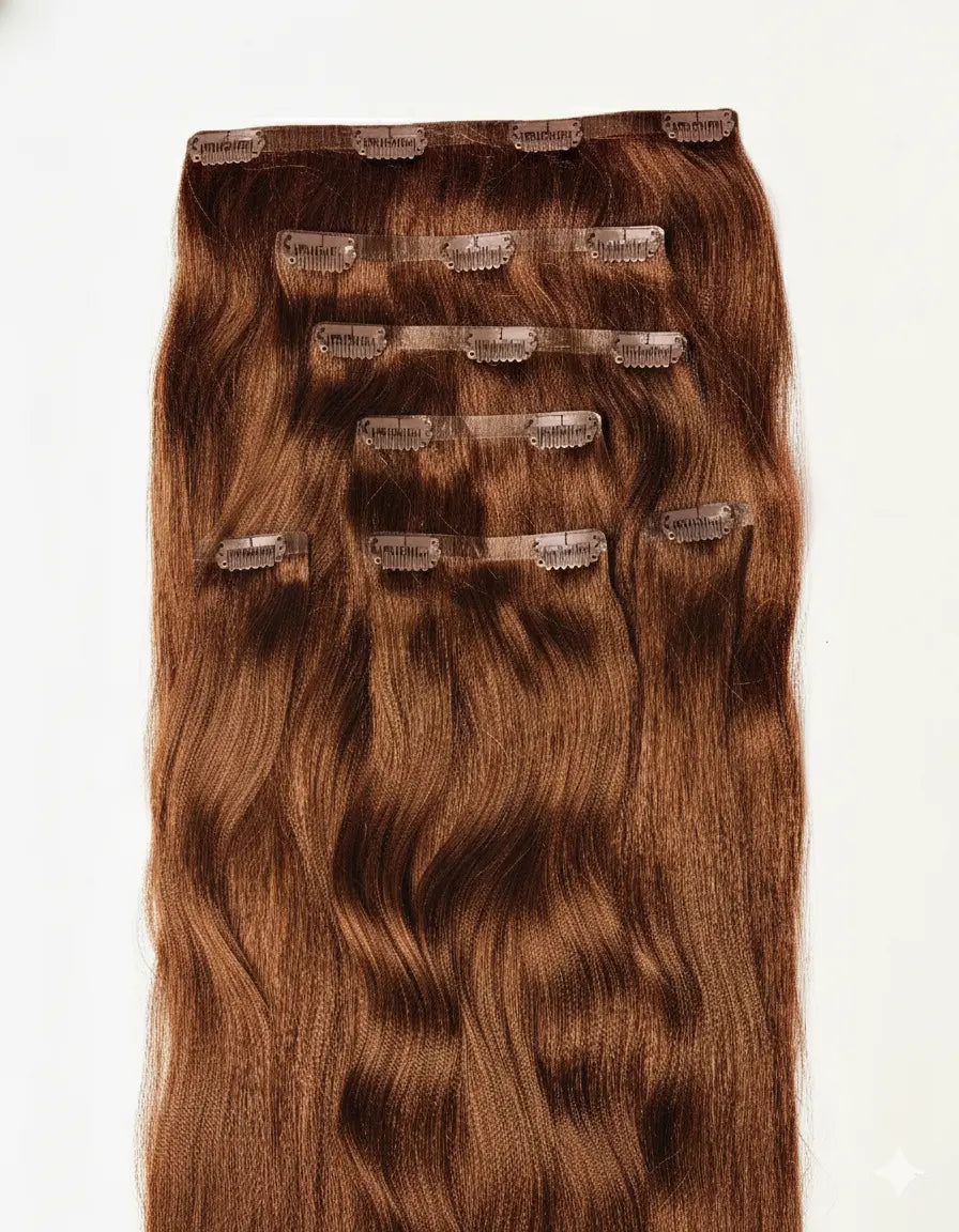 Aplique Tic Tac Invisi MOJO – Marrom Avelã 55cm (Cabelo Humano) 160–170g MOJO