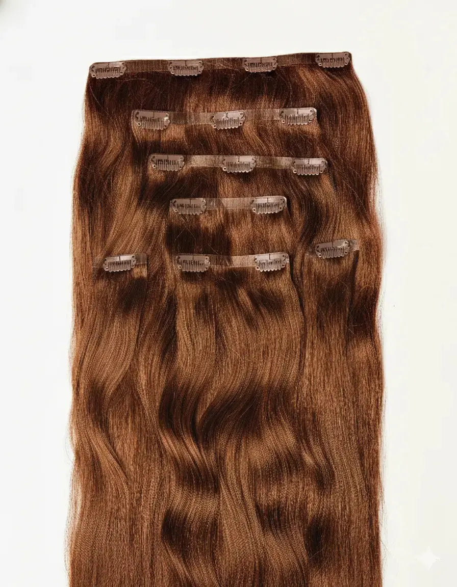 Aplique Tic Tac Invisi MOJO – Marrom Avelã 55cm (Cabelo Humano) 160–170g MOJO