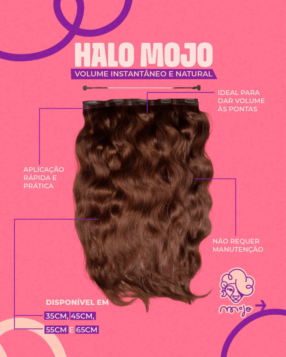 Aplique de Cabelo Halo MOJO – Chocolate 45cm (Cabelo Humano)