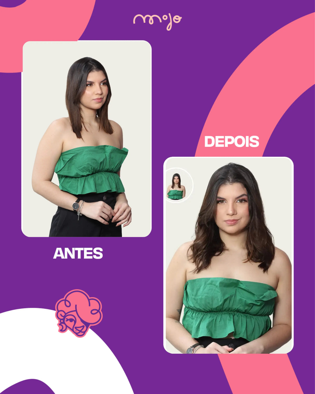 Aplique de Cabelo Halo MOJO – Castanho Natural 35cm (Cabelo Humano)