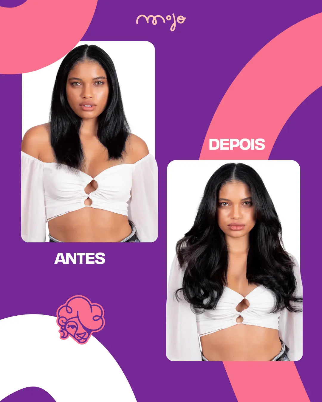 Aplique de Cabelo Halo MOJO – Preto 45cm (Cabelo Humano)
