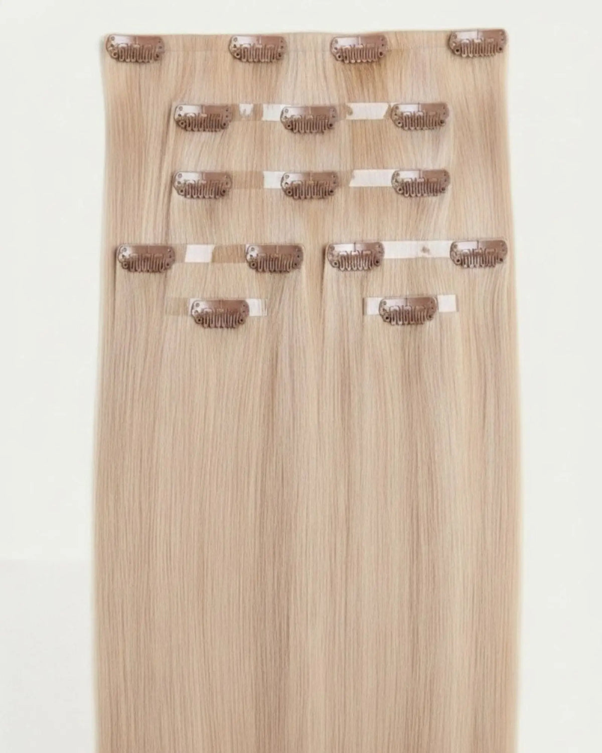 Aplique Tic Tac Invisi MOJO – Loiro Bege 45cm (Cabelo Humano) 140–150g MOJO