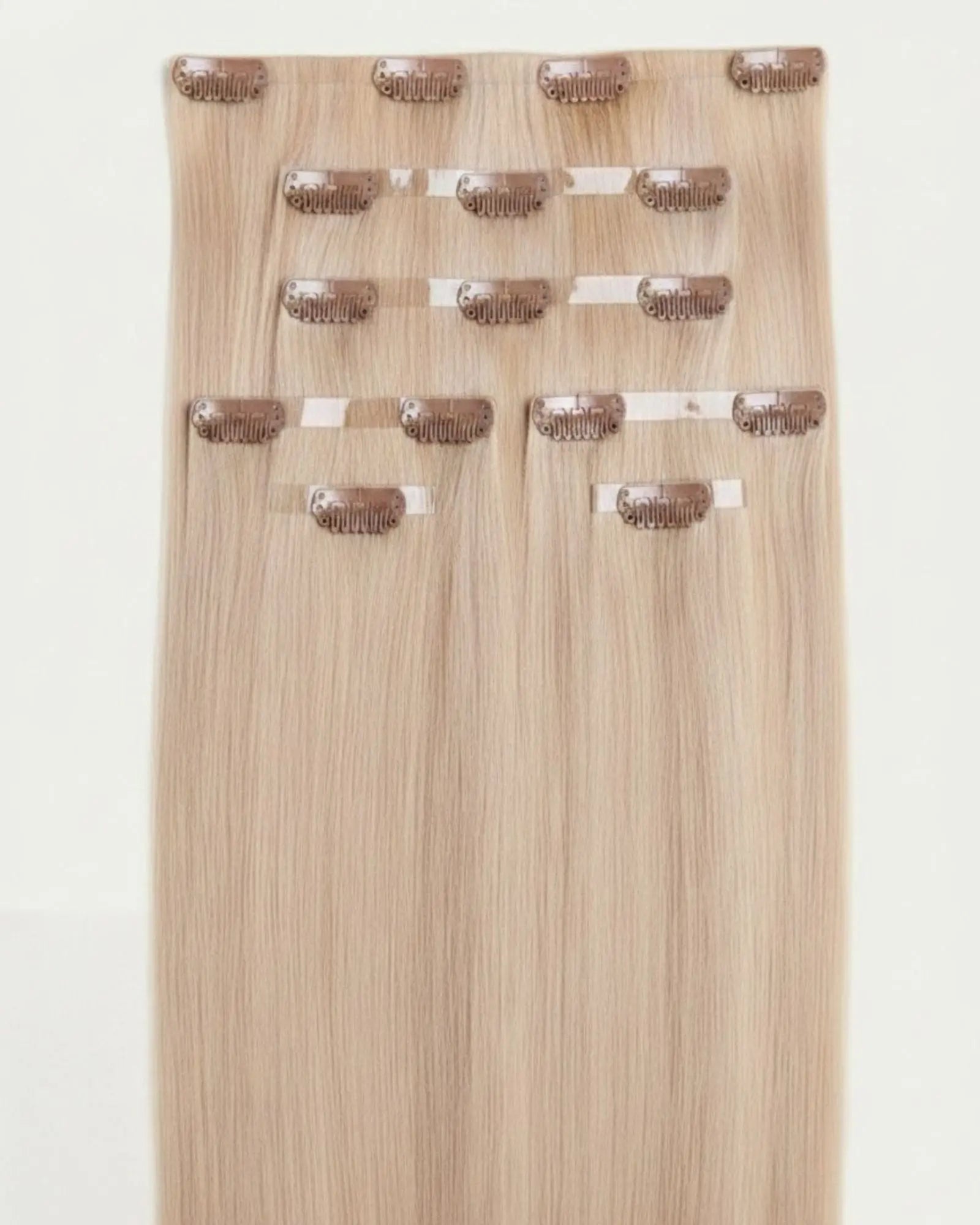 Aplique Tic Tac Invisi MOJO – Loiro Bege 45cm (Cabelo Humano) 140–150g MOJO