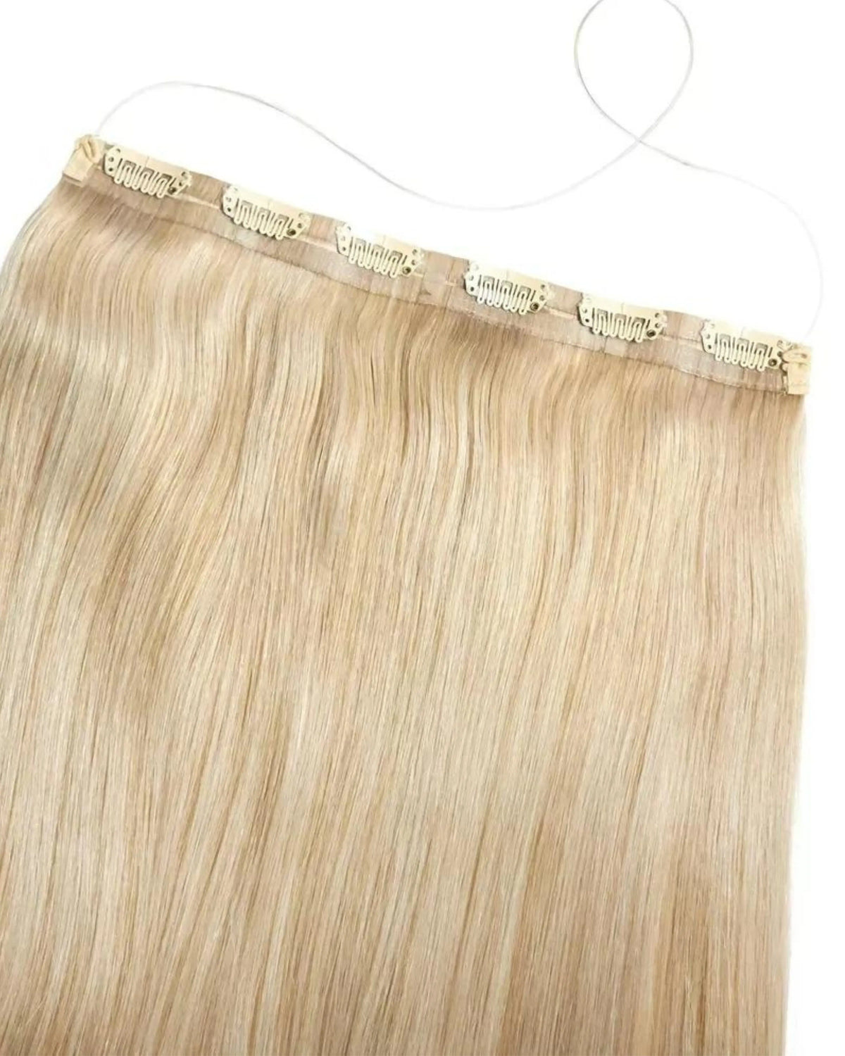 SELENA - Aplique de tic tac halo fio invisivel de cabelo humano loiro 55cm e 100g - MOJO