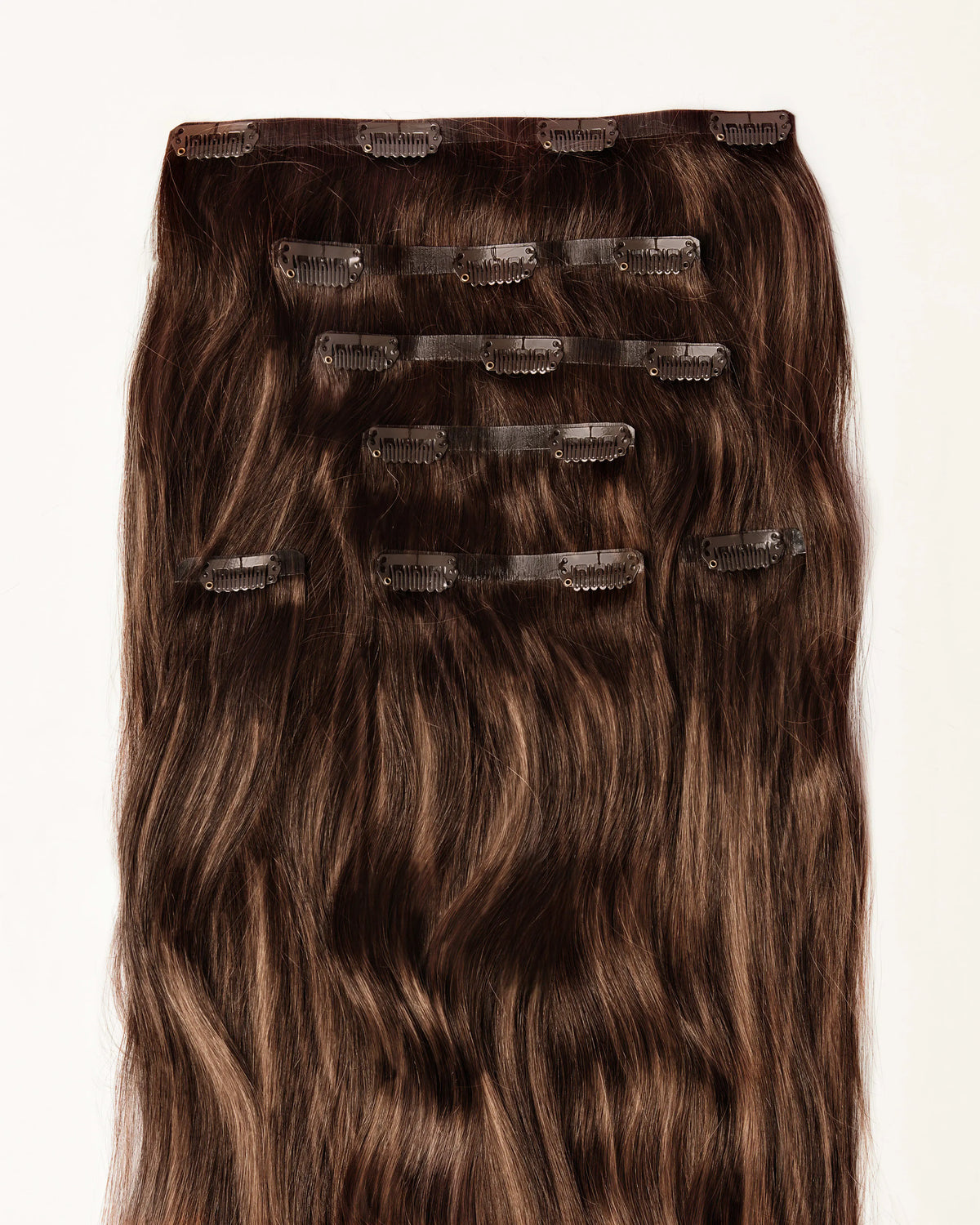 SABRINA - Aplique de cabelo tic tac nanopele de 45cm & 140g a 150g - preto e castanhos - MOJO