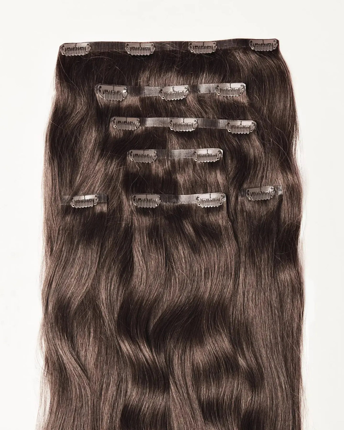 REBECA - Aplique de cabelo tic tac de 55cm & 160g a 170g - preto e castanhos - MOJO